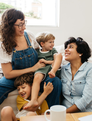 Couple with children