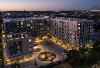 Slabtown Square at night in NW Portland