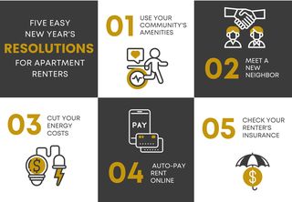 Five Easy New Year's Resolutions for Apartment Renters Infographic