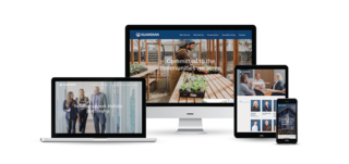 Mockup of new website on desktop, tablet, and mobile