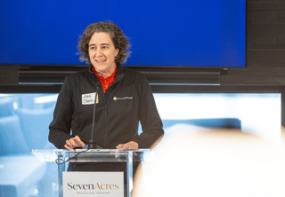 Milwaukie City Manager Ann Ober addresses the crowd