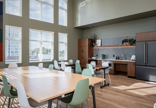 Community room and kitchen at Tiller Terrace Apartments