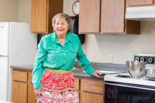 Woman in community kitchen