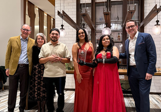 Tiller Terrace team posing with Josh, Melody and Ben